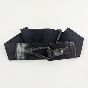 Vintage FOB Trading Genuine Leather Black Stretch Belt